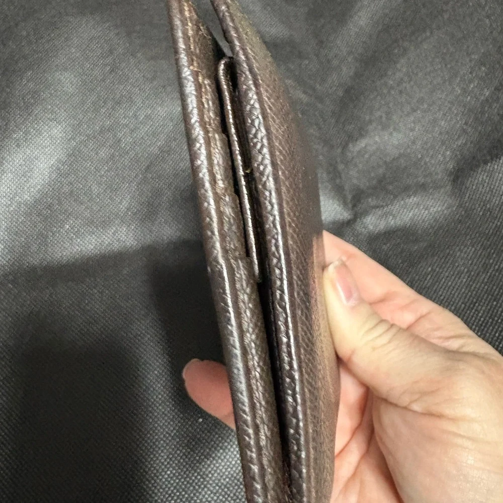 Bulgari Dark Brown Leather Card BiFold Wallet EUC
